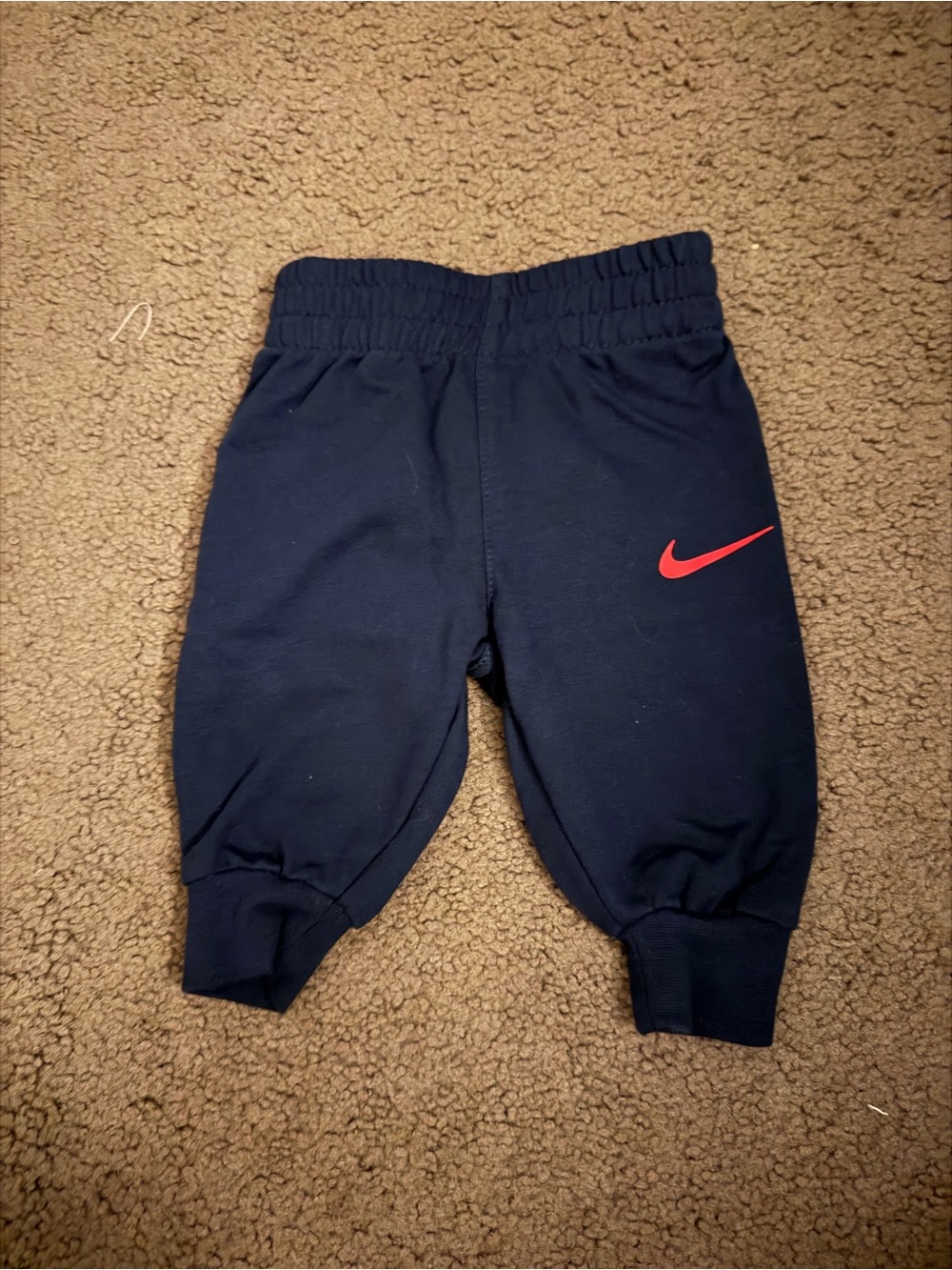 Nike Navy Sweat Joggers with Red Swoosh - Kids